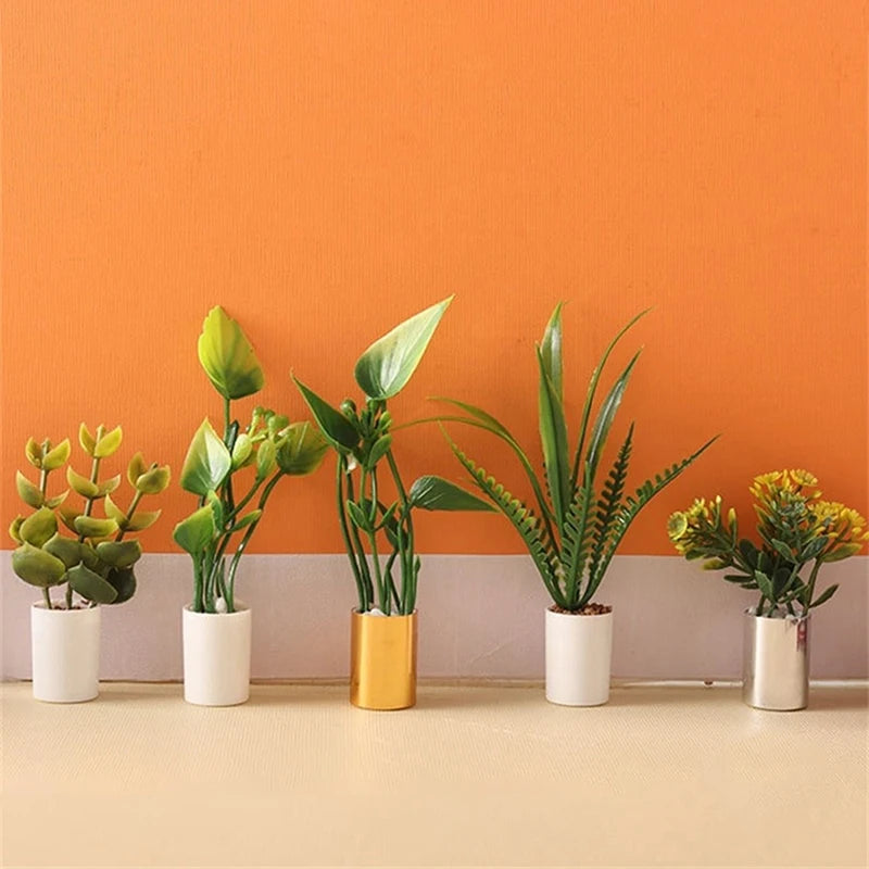 1:12 Dollhouse Miniature Potted Plant Pot Bonsai Green Leaves Garden Home Model Decor Doll House Accessories Toy decoration