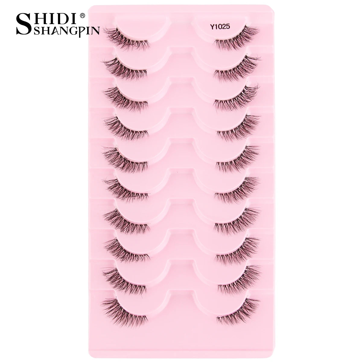3/5/10Pairs Half False Lashes Natural Short 3D Cat Fake Mink Eyelashes Extension Winged Fluffy Wispy Faux Cils Clear Band Makeup