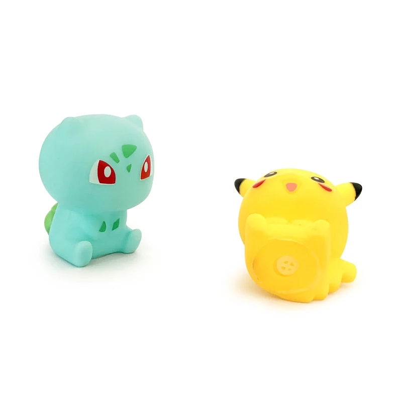 Pokemon Pikachu 6pcs Water Toys 5-6 CM Squeak & Float Bath Toy Anime Eevee Snorlax Charmander Squirtle Bulbasaur For Boys Girls