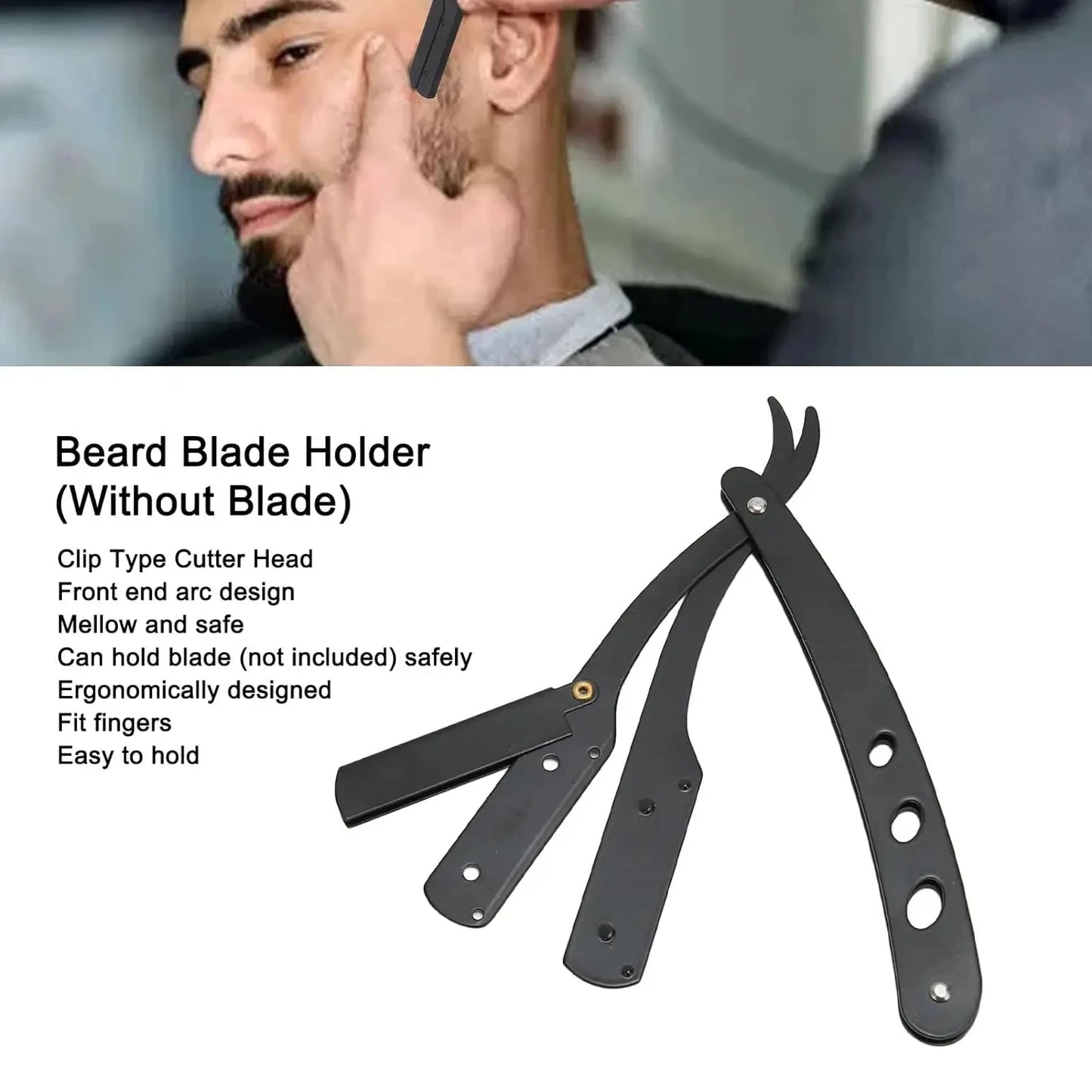 ( 1 Holder+10/20 Blades )Straight shaver arm, men's folding manual shaver, men's shaver, razor sharp blade barber shop razor