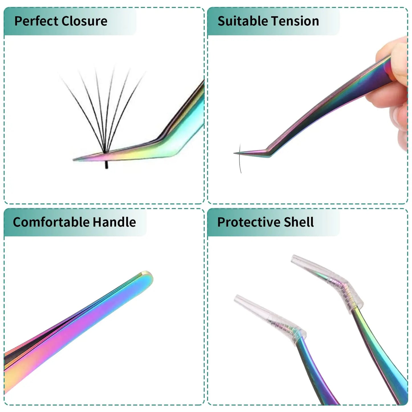 Libeauty 1 Pair Professional Eyelash Tweezers 3D Volume Eyelash Extension Lash Eyebrow Excellent Closure Grafting Eyelash Tools