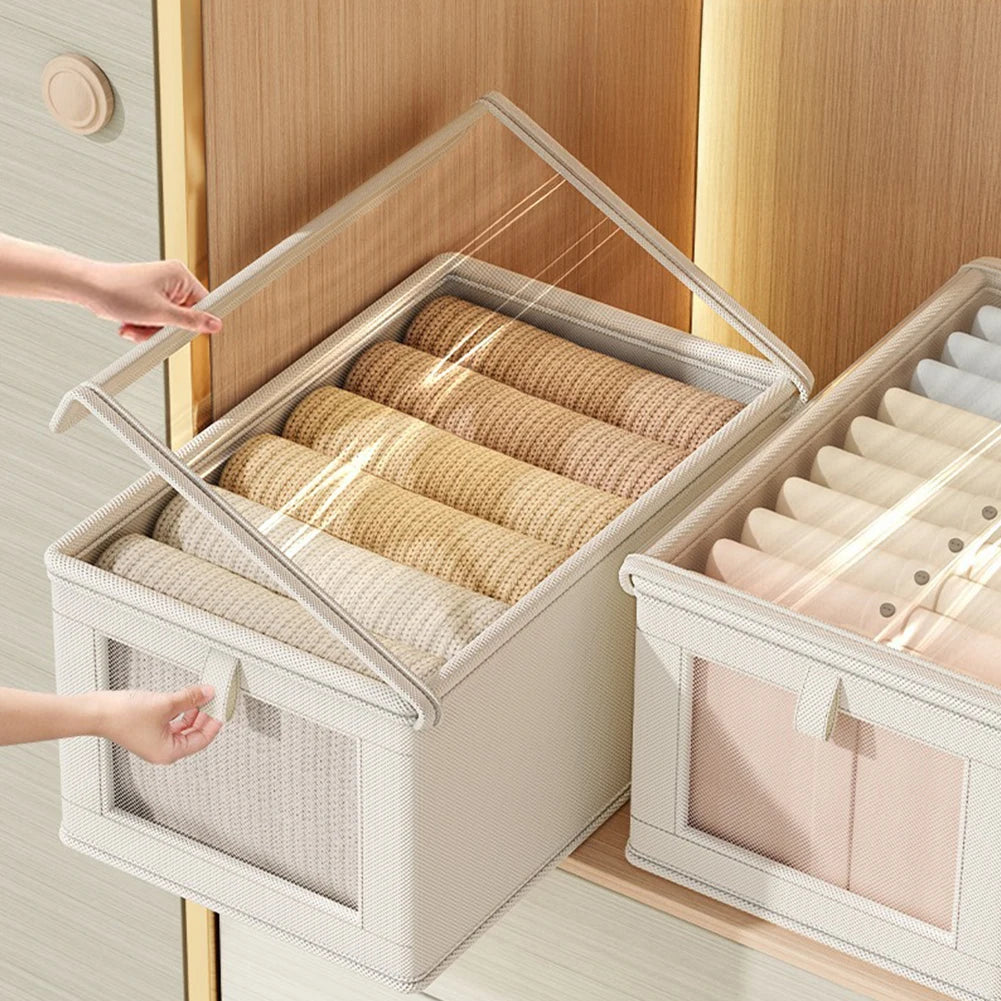 Foldable Transparent Large Capacity Covered Clothing Storage Artifact Seasonal Clothing Rotation Storage Moving Wardrobe