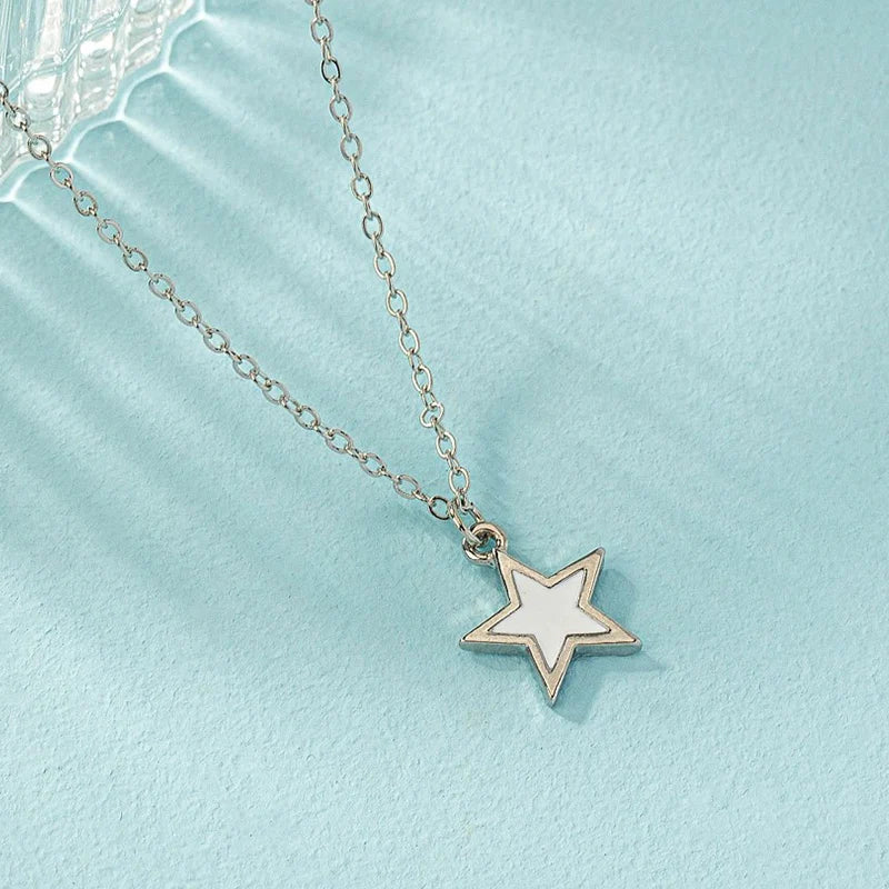 Women Star Heart Epoxy Pendant Gold Color Korean Chain Tinny Necklace Girls Trendy Shell Clavicle Choker Party Jewelry