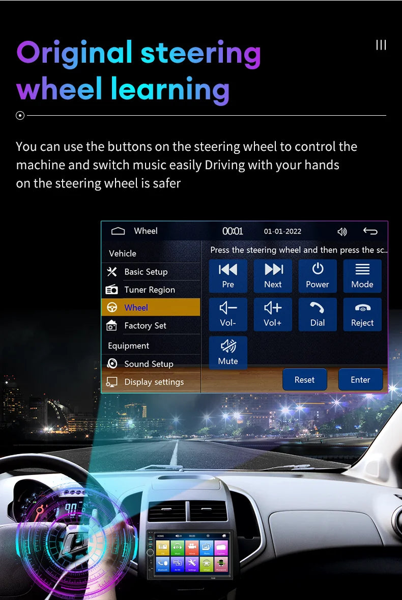 Acodo 2din Stereo 7inch Wired Carplay Radio Touch Screen Automotive Multimedia Bluetooth USB TF FM Radio Autoradio MP5 Player