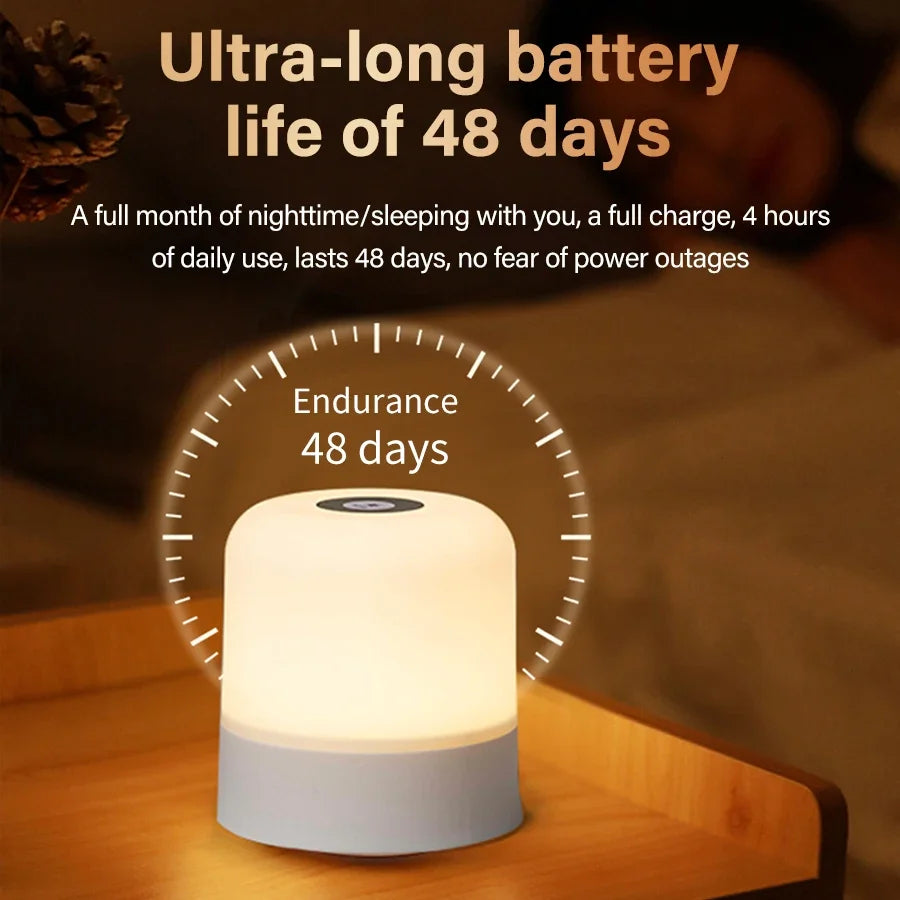 Touch Bedside Lamp Rechargeable RGB Night Light Remote Control Long Life Battery Bedroom LED Warm Desktop Decorative Lights