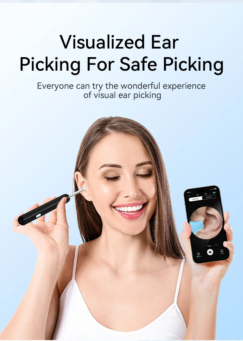 Wireless Ear Wax Cleaner with Camera Safe Earwax Removal Endoscope with Camera Luminous Ear Cleaner Ear Cleaning Tools Ear Care