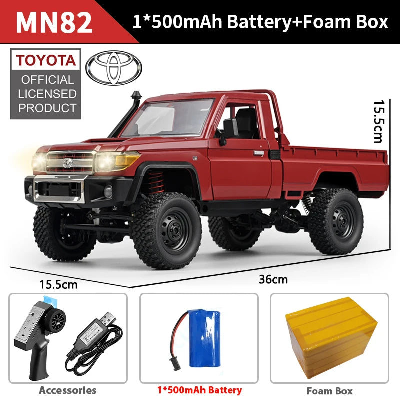 ZWN 1:12/1:16 Retro Rc Car With LED Lights Full-scale Simulation Vehicle Professional 4WD Remote Control Pickup Truck Model Toys