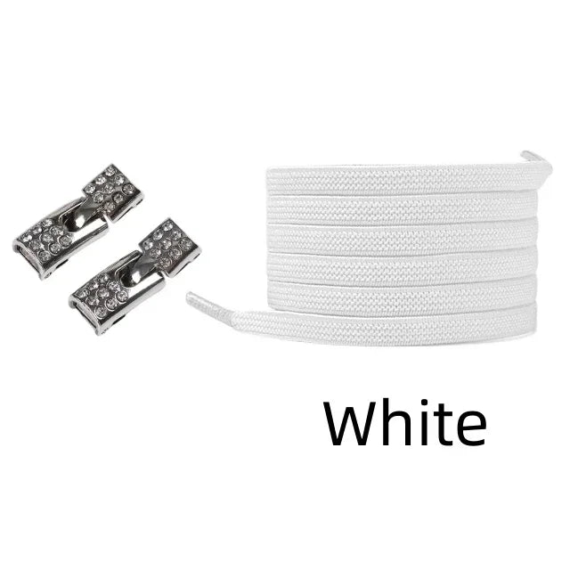 Elastic Laces Sneakers Diamond Cross Locks Shoelaces Without ties Kids Adult 8MM Width No Tie Shoe laces Rubber Bands Shoelace