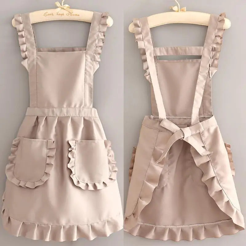1Pcs Cute Korean Style Apron Female Nail Shop Kitchen Coffee Overalls Home Cooking Cleaning Sleeveless Apron
