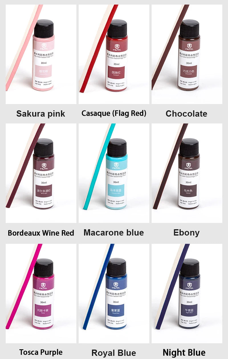 WUTA 30ml Professional Leather Edge Paint Oil Dye Edge Dressing Color Coats Leather Finish Supplies DIY Craft Leather Shoe Edges