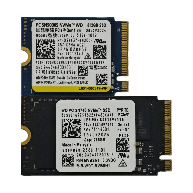 WD SN5000S 512GB & SN740 1TB 2TB NVMe PCIe 4.0x4 M.2 2230 SSD for Steam Deck Microsoft Surface ProX & SN740 2242 256GB