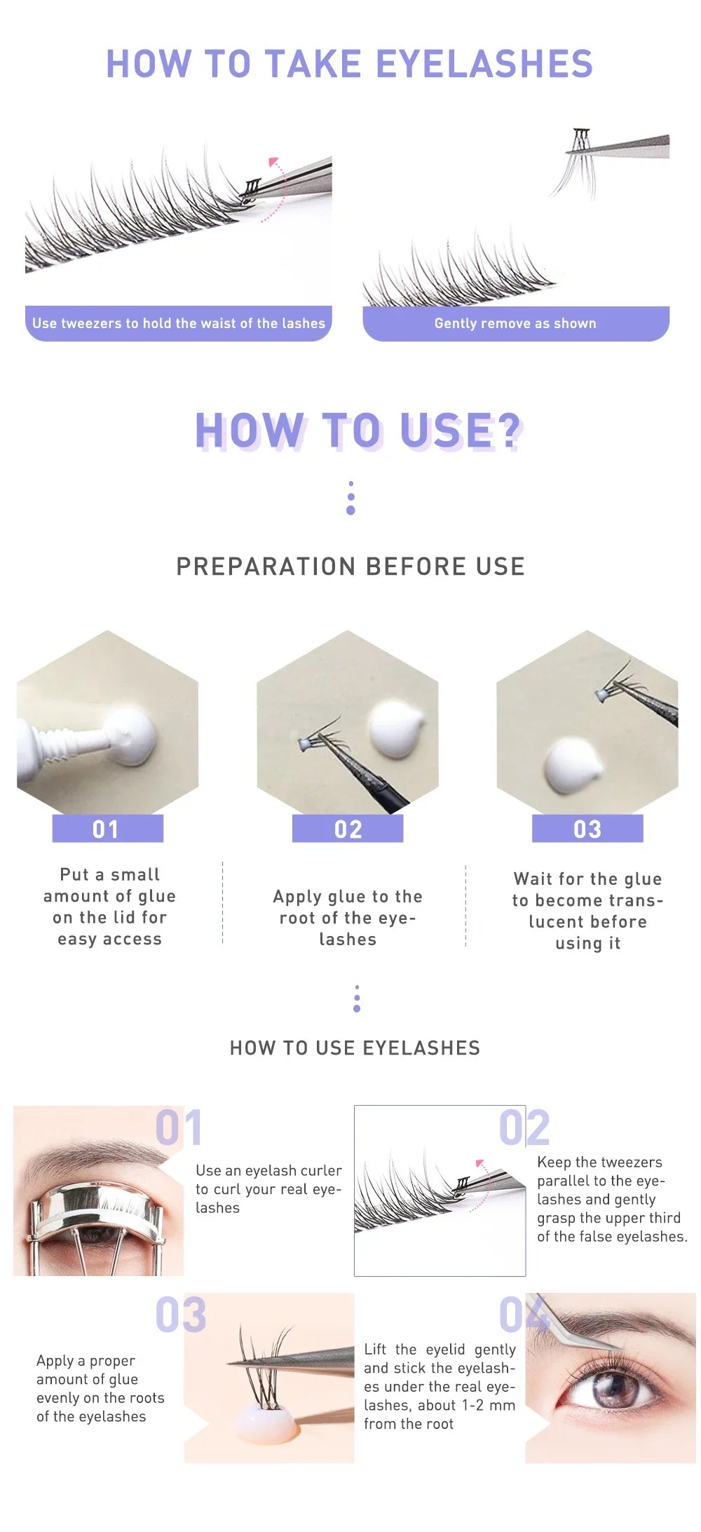 Fish Tail Cluster Eyelash A/M Shape Spikes Lashes Individual Dovetail Makeup Extension Wispy Premade Fans Natural Fluffy 3Rows