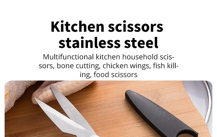 Scissors Stainless Steel Kitchen Household Bone Scissors Chicken Wings Fish Chopper Bottle Opener Clip Walnut Kitchen Tools