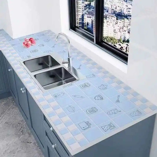 Kitchen Oil Resistant Stickers Waterproof Self-adhesive Wallpaper Stove Countertop Protective Pad Cabinet Countertop Marble Film