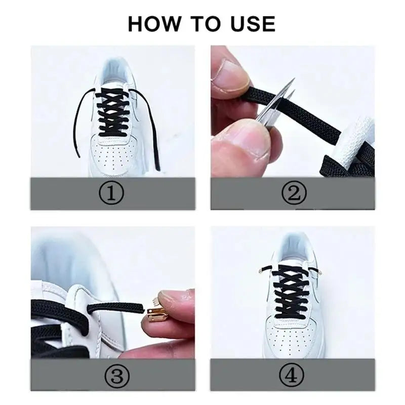Elastic Flat Shoelaces No Tie Shoe Laces Outdoor Leisure Sneakers Quick Safety Flat Shoe Lace Kids and Adult Unisex Lazy Laces