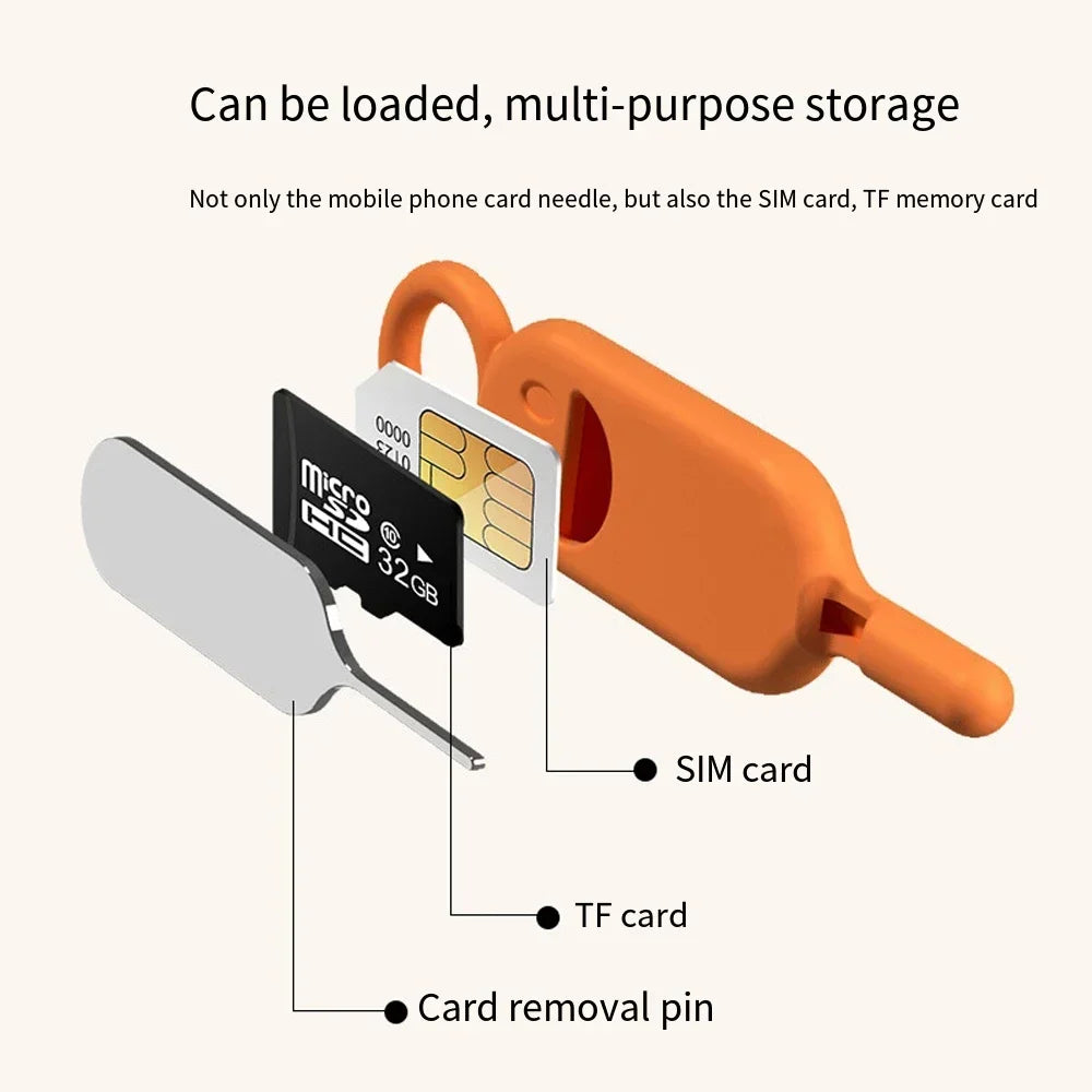 2 IN 1 SIM Card Removal Needle Pin with Protector Holder Anti-Lost Phone SIM Cards Storage Case Tray Ejector Needle Opener