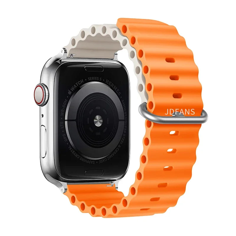 Ocean Band for Apple watch Ultra Series 10 9 7 8 5 6 SE 49mm 45mm 46mm 42mm 44mm 40mm 41mm Silicone bracelet correa iWatch Strap