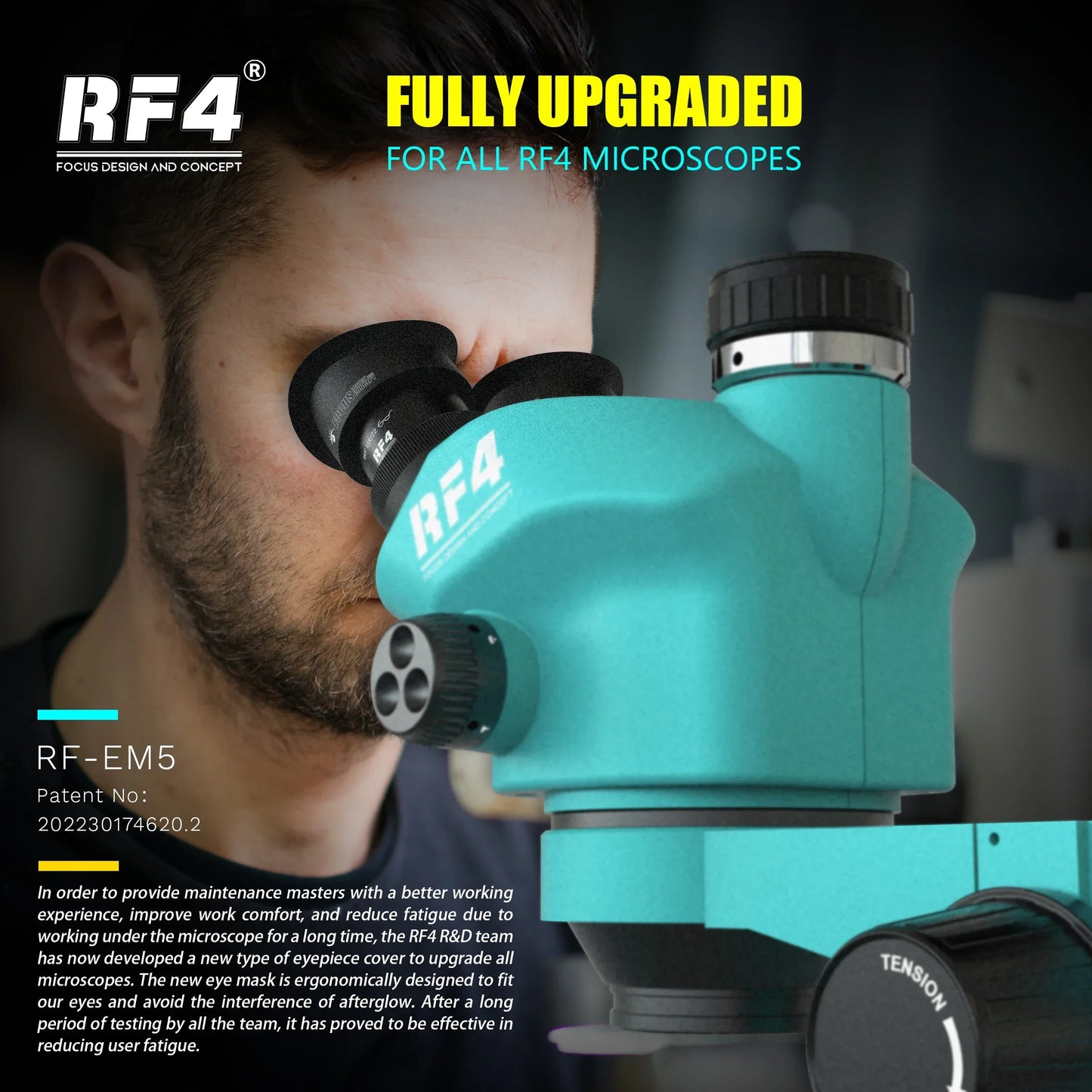 RF4 7-50X Trinocular Continuous Zoom Stereo Microscope WF10X/22mm Eyepiece Suitable for Mobile Phone PCB Welding Microscope Tool