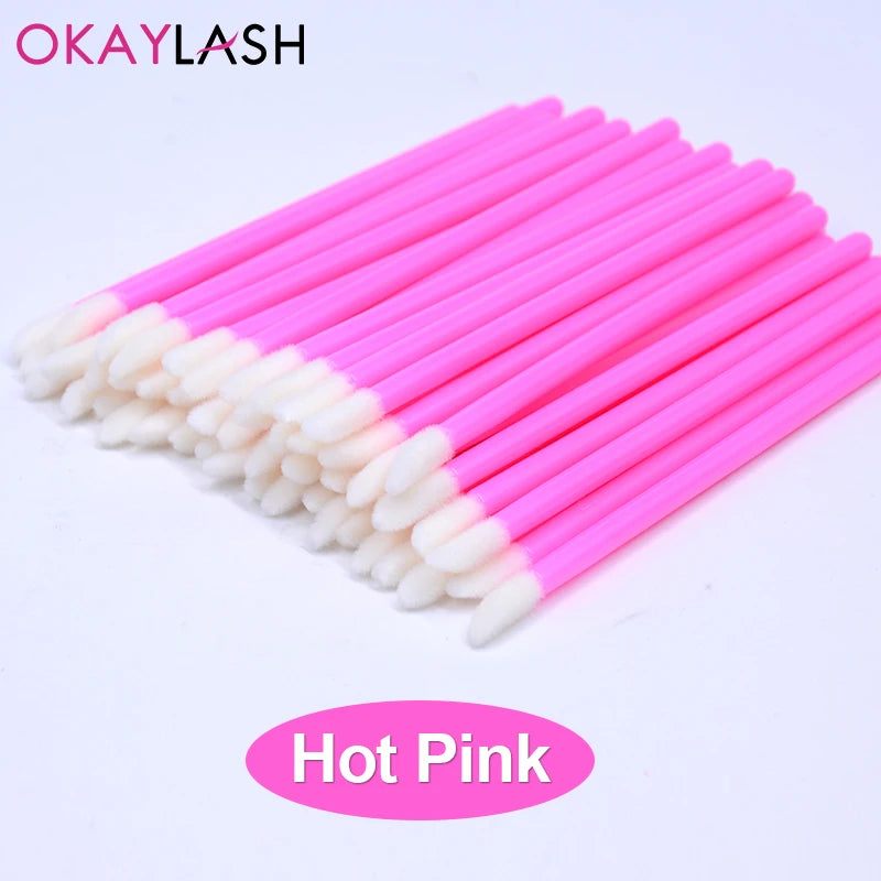 Okaylash Disposable Glitter Lip Gloss Brush Eyelash Extension Cleaning Brushes Crystal Lipstick Applicators Cleaner Makeup Tools