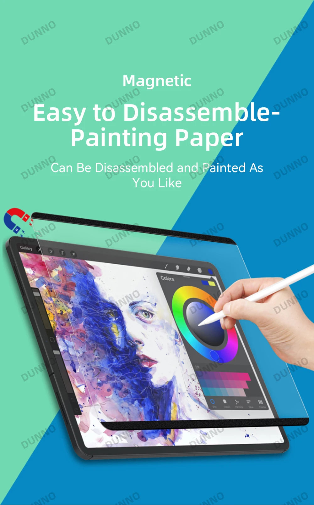 Paper Feel Screen Protector Film for iPad Air 11in 2024 Pro 11/12.9 Air 4 5 10/9/8/7th Generation Removable Magnetic Attraction