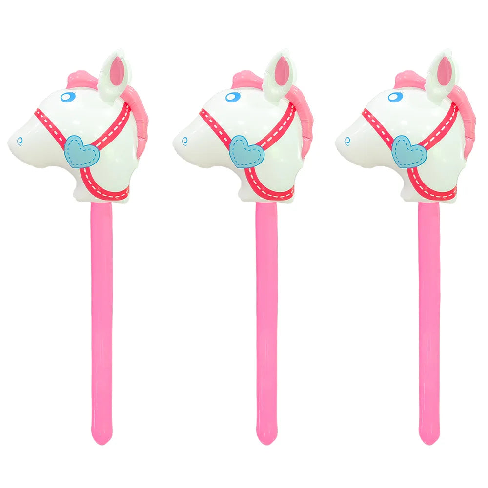 4 Pcs Animal Long Sticks Inflatable Horse Head Sticks Inflatable Sticks Toy Sticks Horse Head Animal Heads Christmas, Halloween,