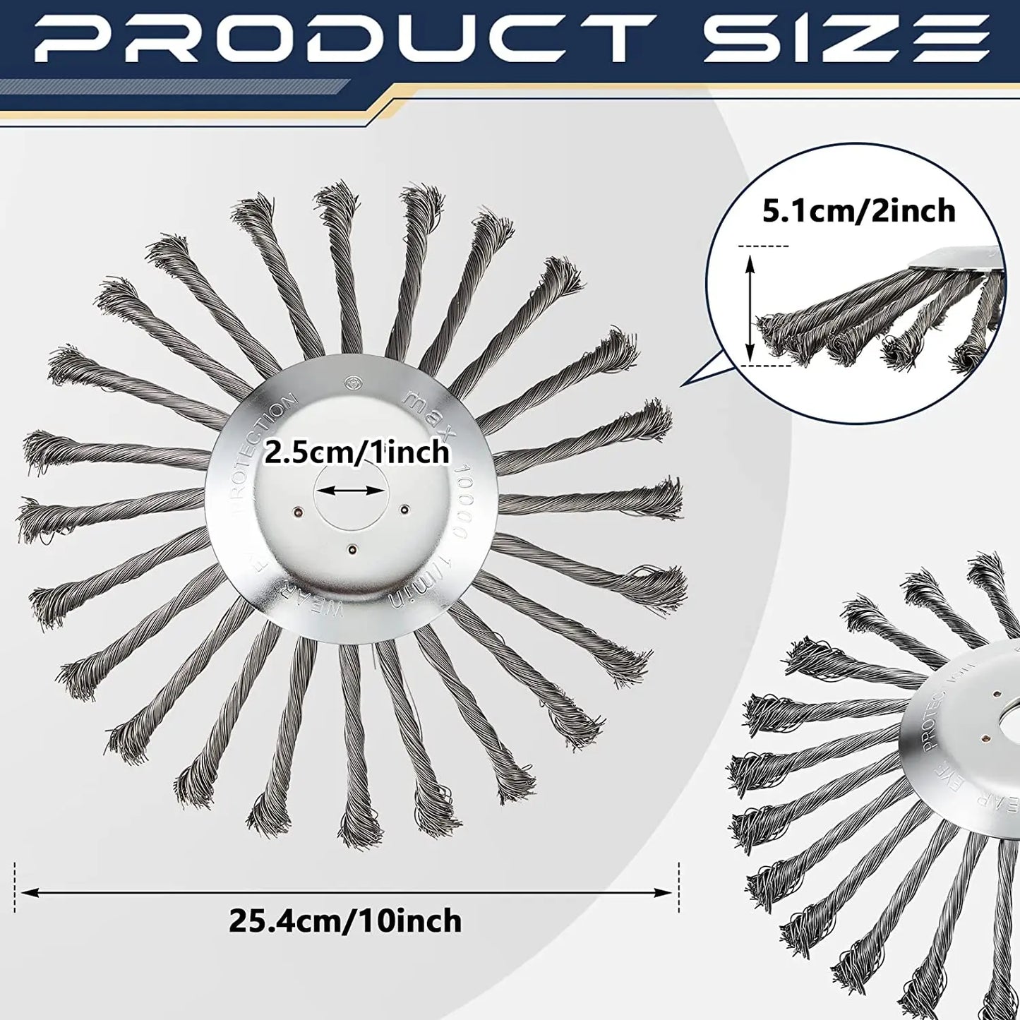 LUSQI 10'' Steel Wire Wheel Grass Trimmer Head Garden Weeding Brush Replacement For Home Gas-Power Brushcutter Removal Rust&Moss