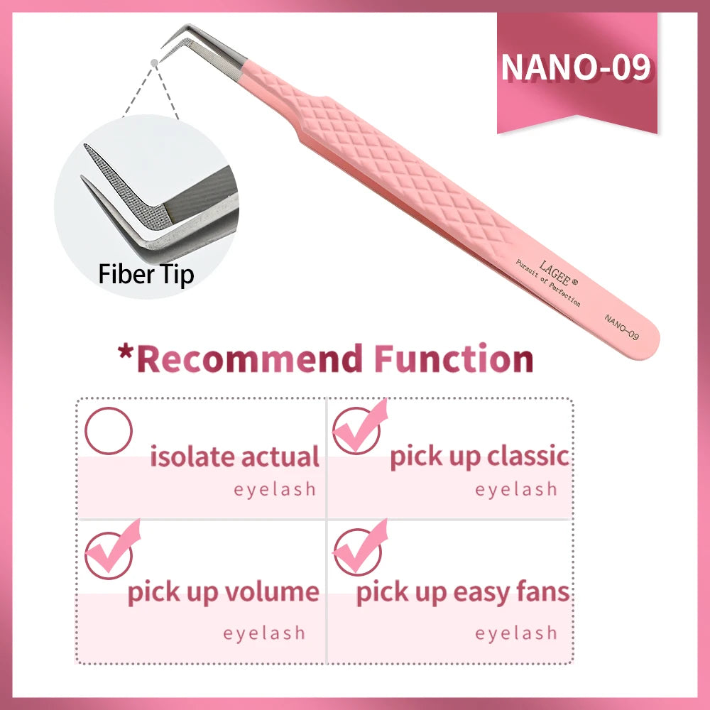 LAGEE Fiber Tip Eyelash Extension Tweezer Volume Isolation Precise Lash Tweezers Nano Technology Eyebrow from Nagaraku Makeup