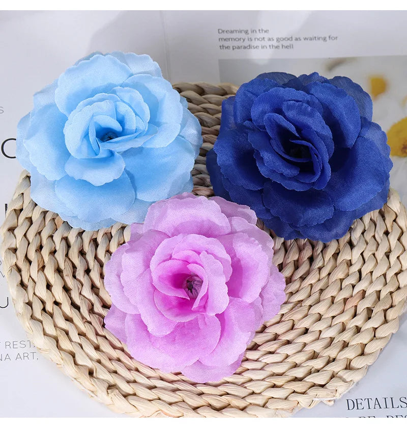 10pcs 10cm Artificial Roses Flower Heads DIY Wedding Home Decoration Party Festival Supplies Fake Flowers