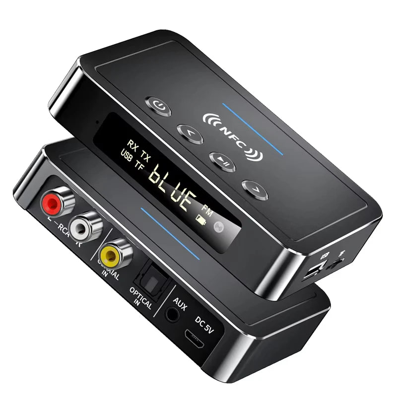 VIKEFON Bluetooth Receiver Transmitter 5.0 NFC Stereo 3.5mm AUX Jack RCA Wireless Audio Adapter Mic IR Remote Control For TV PC