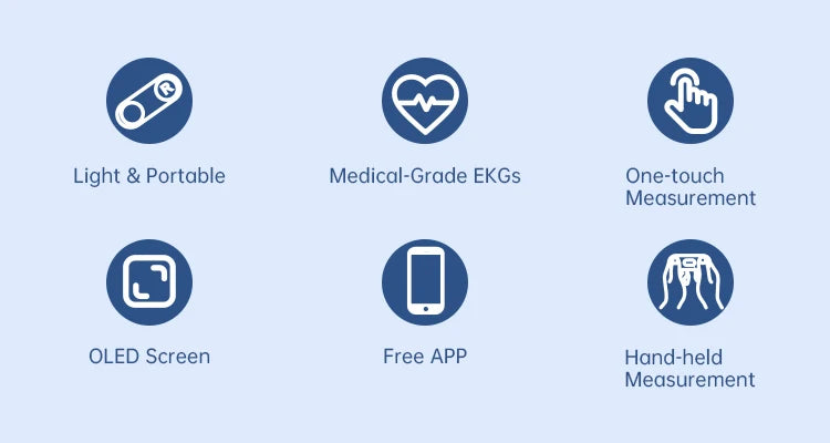Pocket ECG Monitoring Device with OLED Screen Bluetooth EKG Monitor for Rhythm Waveform, Free APP AI Analyze with iOS/Android