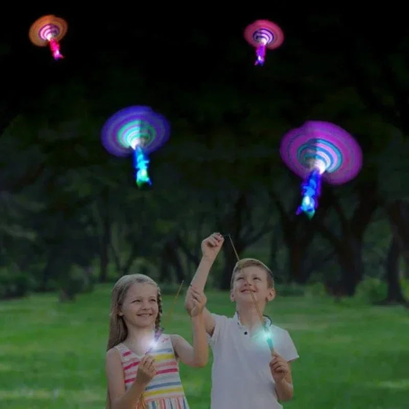 New 50/30/10/5/1 Super Cool Lighted Toys Flying Spinning Toys LED Lighted Toys Best Gift for Kids Rubber Band Slingshot