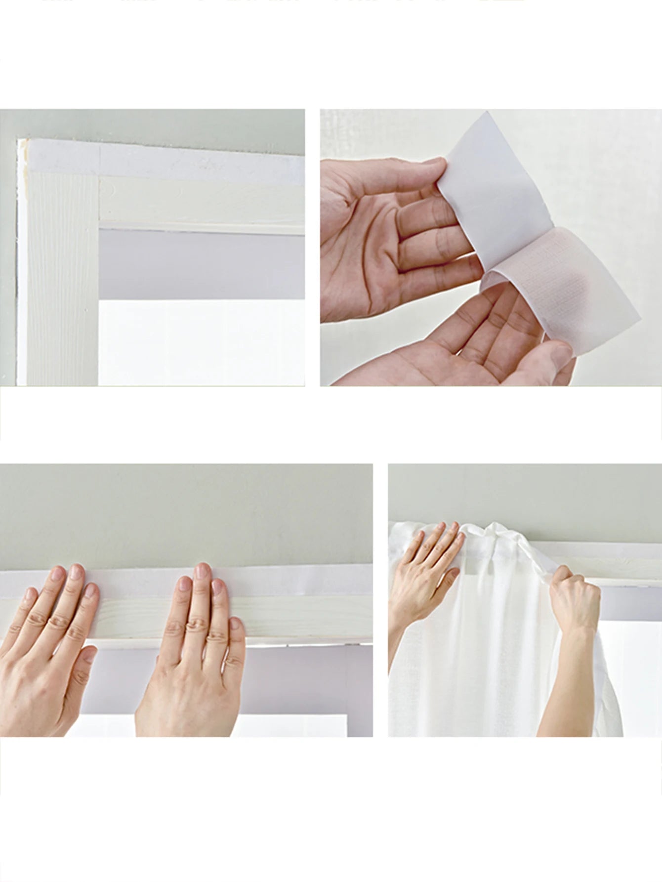 1pc Semi-blackout Pasted curtain Adhesive Curtain No Punching Installation Balcony White Self-adhesive Gauze Bedroom Bay Window