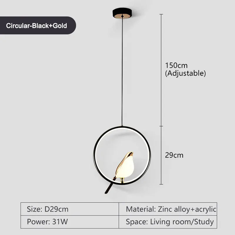 Modern LED Magpie Bird Pendant Lights Chandelier Lighting for Sofa Background Kitchen Indoor Hanging Lamps Corridor Gold Silver