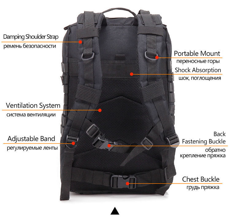 50L Man Tactical Backpacks Outdoor Traveling Bags Outdoor 3P School Pack EDC Molle Pack For Trekking Hunting Bag