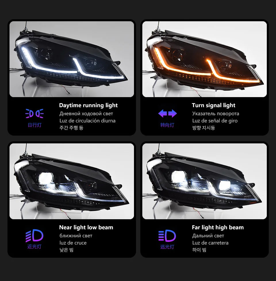 Auto Parts For VW Golf 7 MK7 GTI Headlights 2013-2017 Upgrade golf 7.5 styling LED DRL Dual Projector Car Accesorios Modified