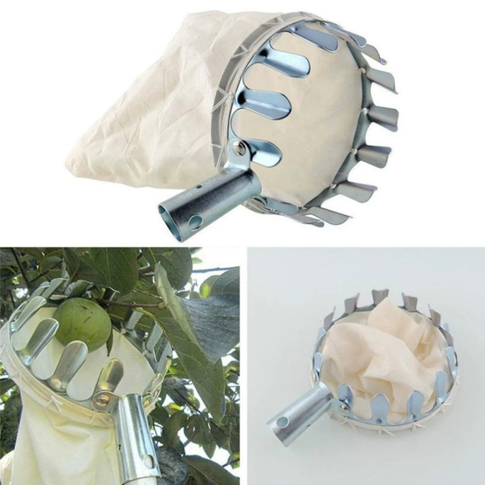 Garden Fruit Picker Head Orchard Apple Pears Orange High Tree Picking Tool Fruit Catcher Pouch Detachable Farm Fruits Collector