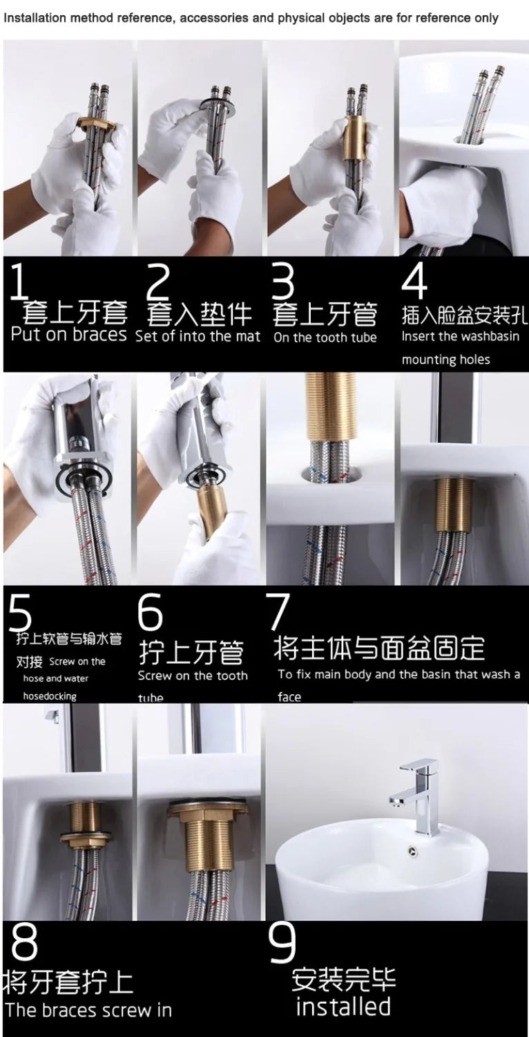Becola Basin Faucet Black/Chrome Face Single Handle Deck Mounted Sink Taps Cold and Hot Mixer for Bathroom Crane Faucets