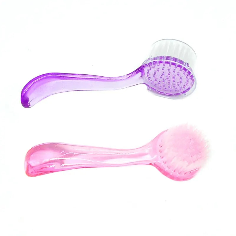 New Plastic Nail Brush Soft Remove Dust Make Up Washing Brushes Dust Round Head Powder Clean With Cap Pedicure