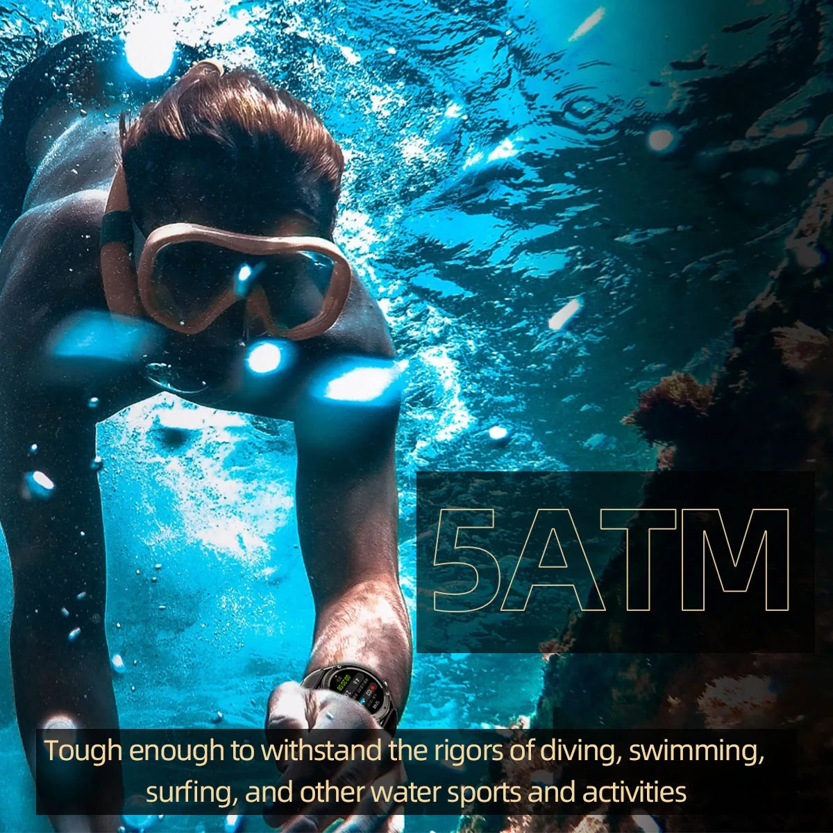 New Smart Watch 466*466 1.43 AMOLED Full Touch Screen 5ATM waterproof GPS 500mAh High Battery Compass  170+ Sports Modes For Men