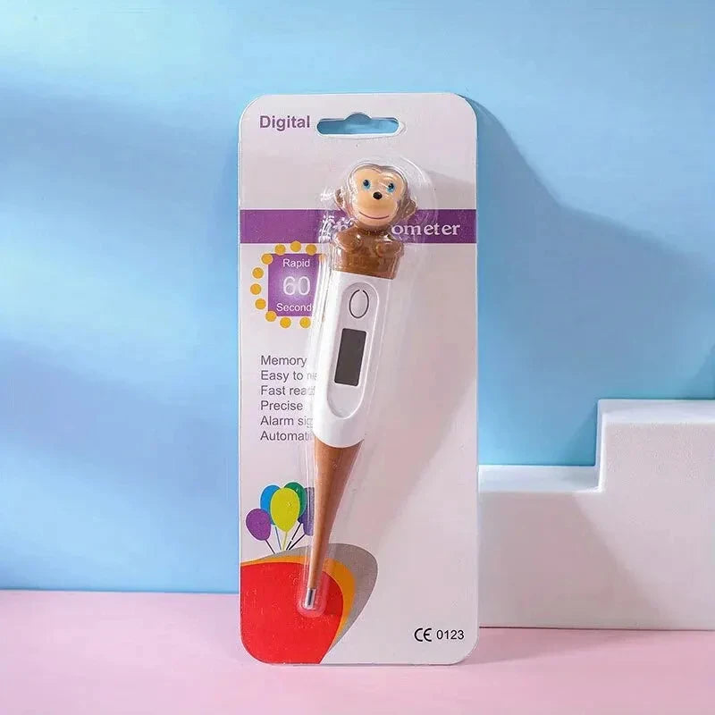 1pc Baby Cartoon Digital Thermometer Oral Armpit Flexible Tip Waterproof Cute Design Frog Cow Rabbit Bear Duck Rabbit Panda Cow