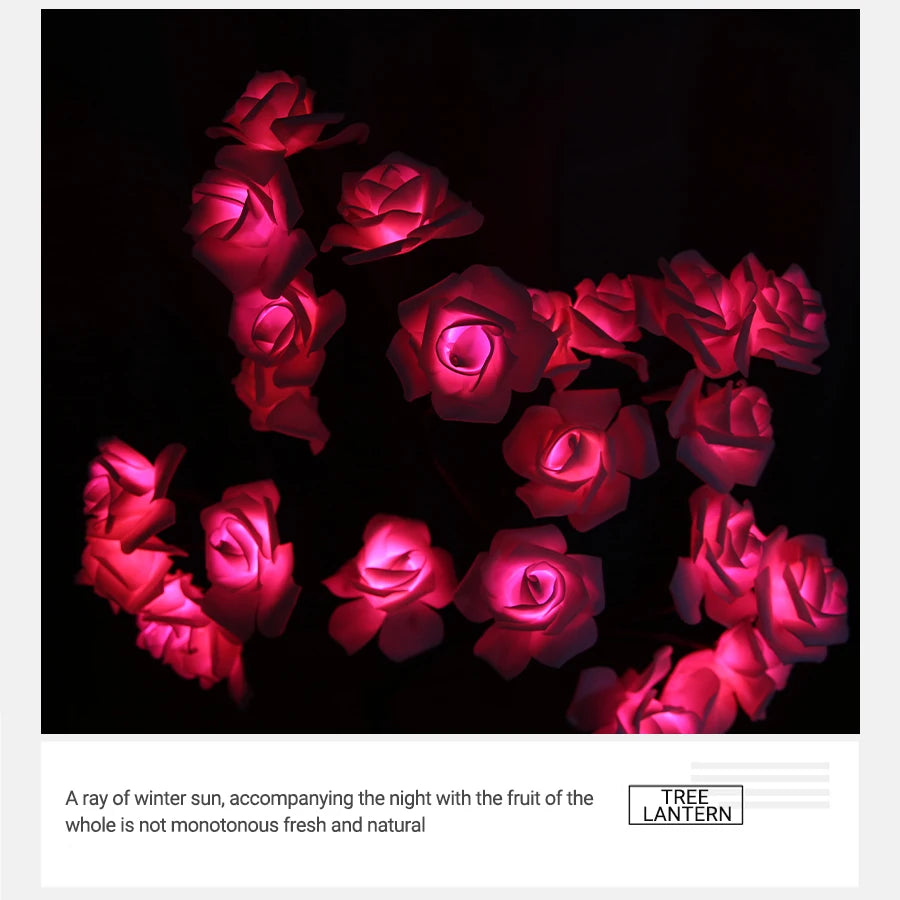 LED Rose Tree Desk Lamp USB Powered Artificial Flower Night Light Bedroom Living Room Party Wedding Valentine's Day Decoration