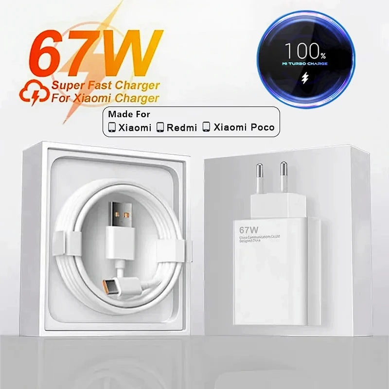 6A 67W Ultra Fast Charger Cable for Xiaomi 10T 11 Lite 12 Redmi Note 10 11T 12T 13 POCO X3 X4 F4 Quick Charging Type C USB Cable
