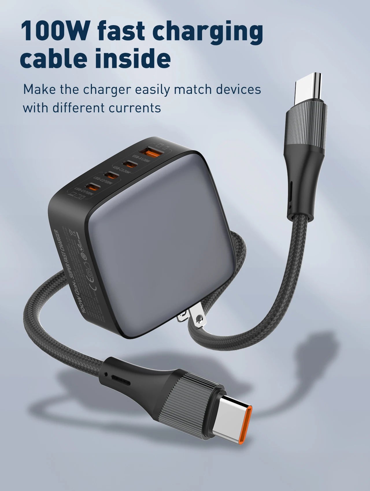 LDNIO 100W GaN Charger Multi-port Type C Travel Adapter For MacBook iPad iPhone 12-15 Pro Max Xiaomi 14 Galaxy S23 Usb C Charger