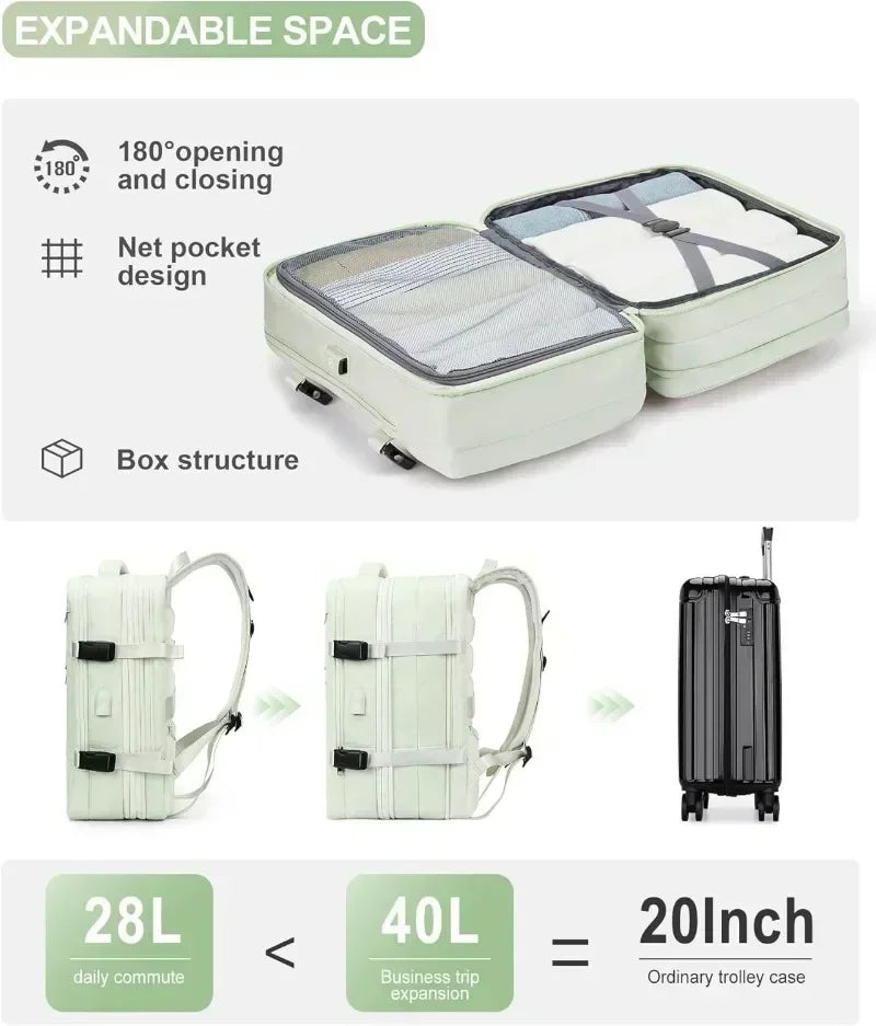 Large Travel Backpack for Women Men Laptop Backpack with Shoe Compartment Waterproof Hiking Carry on Backpack Expandable