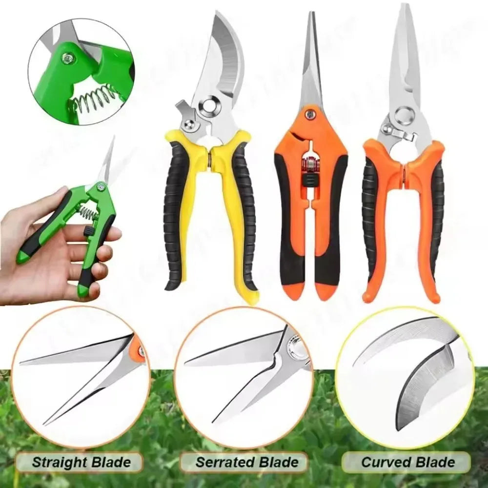 3PCS Garden Scissors Set Gardening Tool Scissors Stainless Steel Professional Gardening Scissors with Non-slip Ergonomic Handles