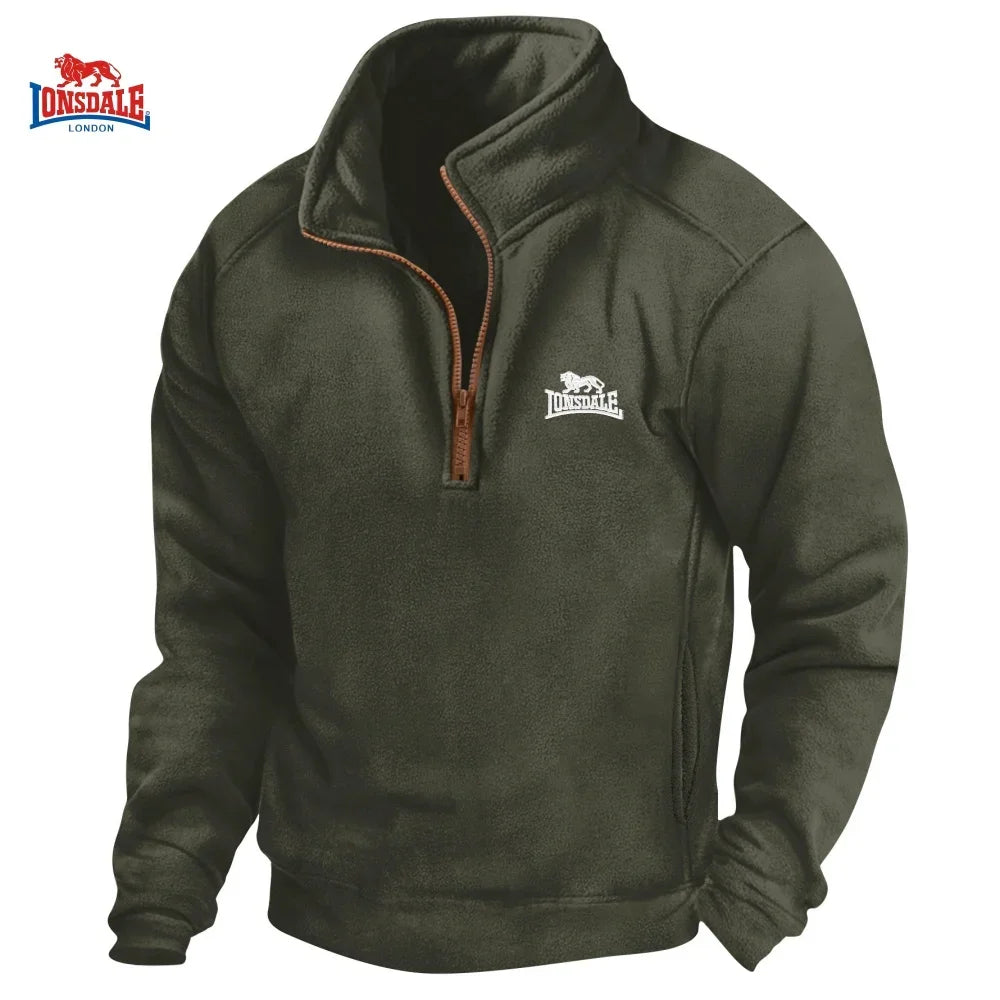 New Men's Embroidery Brand Long Sleeved Zipper Pullover for Autumn and Winter Fashion Outdoor Casual Sportswear Top