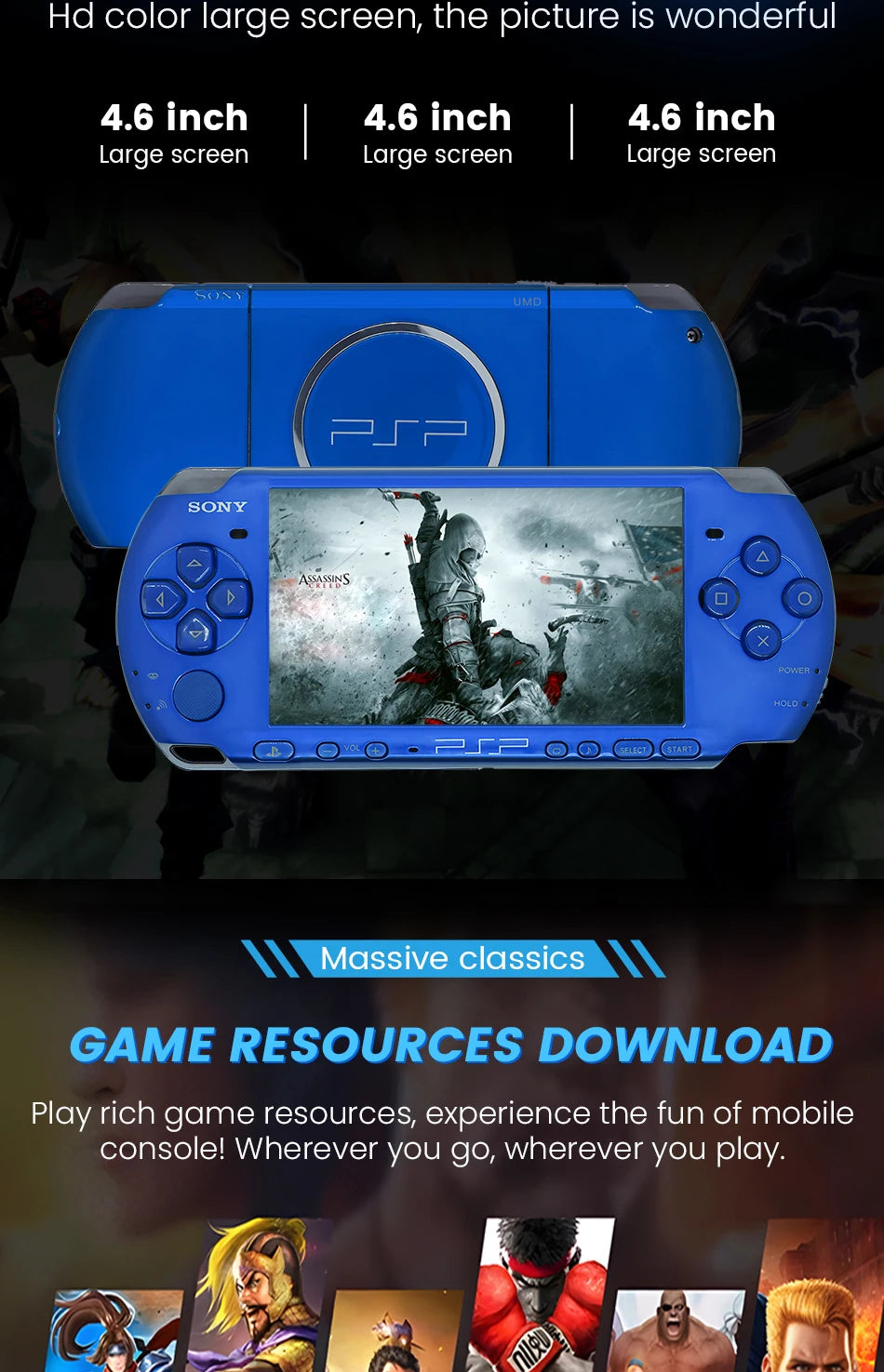 PlayStation PSP 3000 VIBRANT BLUE (PSP-3006) Original Game Console Sony PSP3000 Handheld Arcade Game Console (+Free Games)