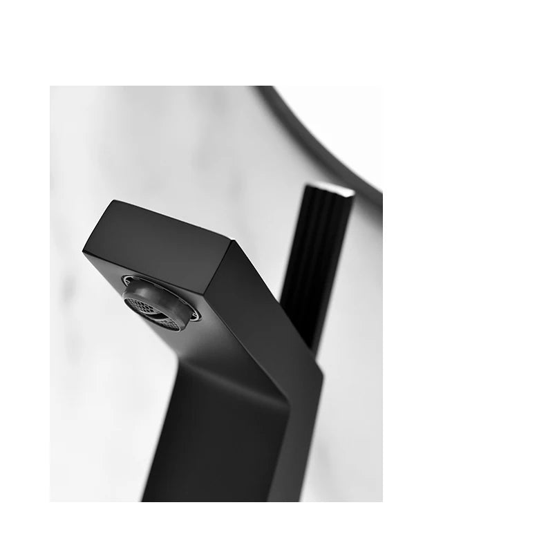Becola Basin Faucet Black/Chrome Face Single Handle Deck Mounted Sink Taps Cold and Hot Mixer for Bathroom Crane Faucets