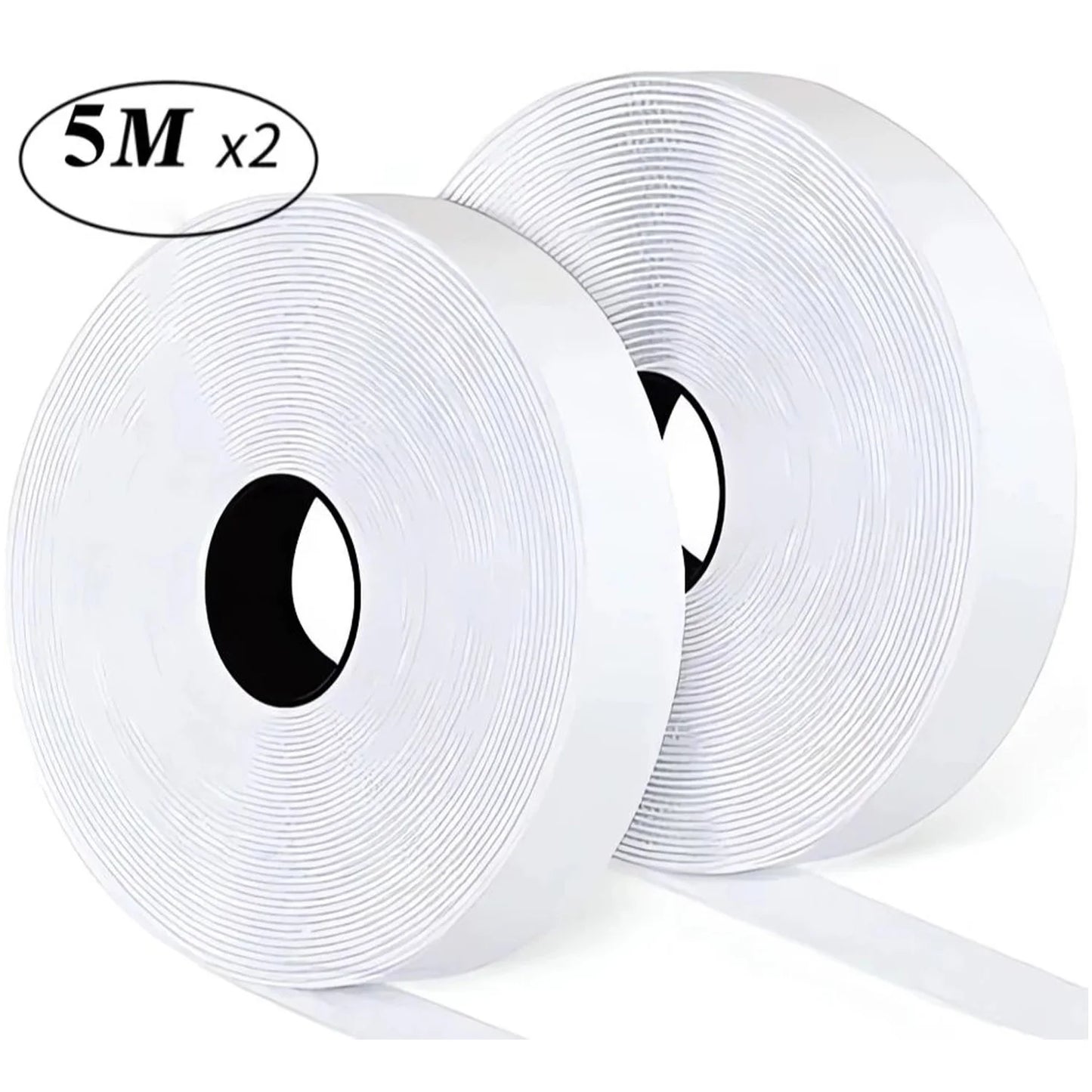 1/2/5M Strong Self Adhesive Fastener Hook and Loop Strips with Glue Double-Side Mounting Tapes for DIY Craft 20-50mm White