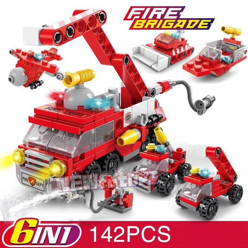 NEW Heavy Engineering Cement Mixer Fire Engine Mini Loader Truck Police Car Classic Model Building Blocks Sets Bricks Toy City